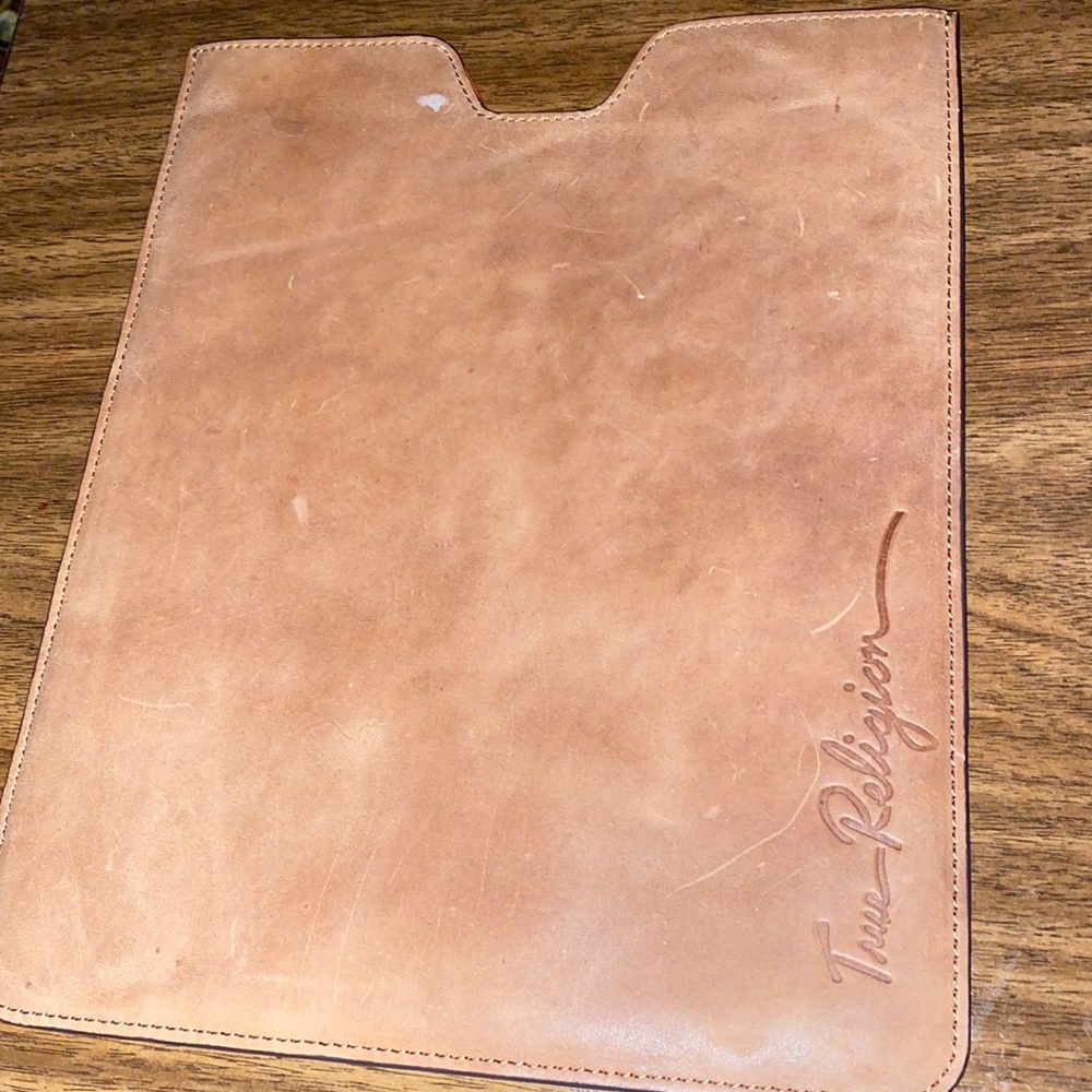 True religion genuine leather tablet holder